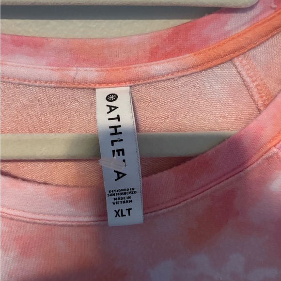 Athleta Mindset Tie Dye Lightweight Sweatshirt Pink Orange Colourway XL Tall - Picture 3 of 7